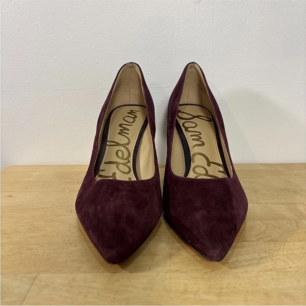 Sam Edelman Women’s Size 7.5M Tonia Burgundy Suede Spike Heels - Picture 2 of 9